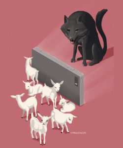 Wolf und smartphone