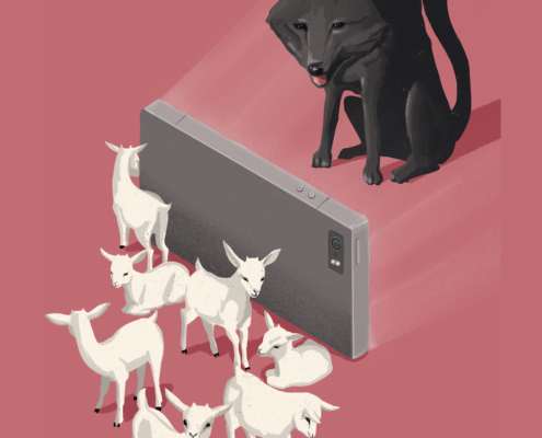 Wolf und smartphone